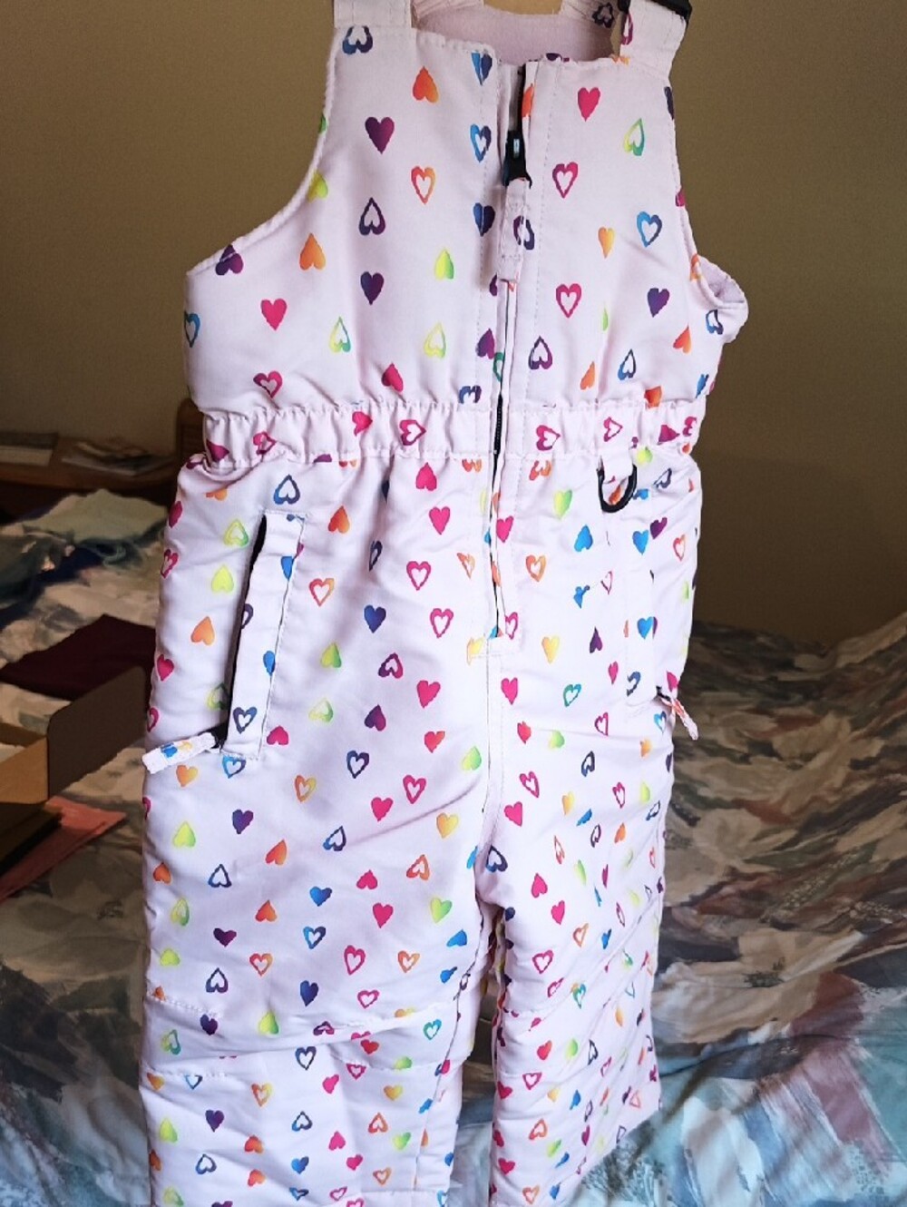 Athletech Pink Heart-Print Kids Snow Overalls